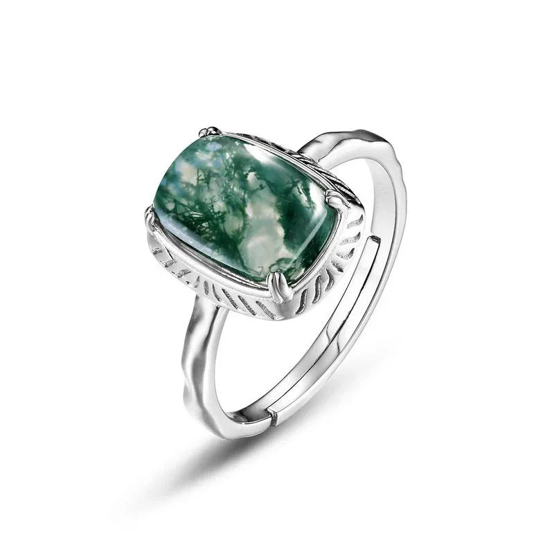 Original Design Moss Agate Open Ring — angled product view 5