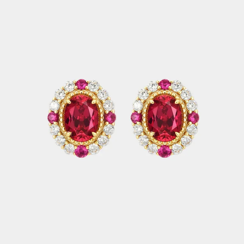 Oval Ruby Gold-Tone Stud Earrings — main earrings product view