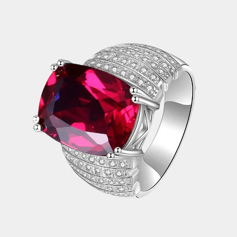 Oval Ruby Wide Pavé-Style Men's Ring — main ring product view