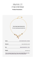 Product parameters of the copper-gold-plated Alice clock necklace: 42cm chain + 6.5cm extender—customizable for paper anniversary gifting