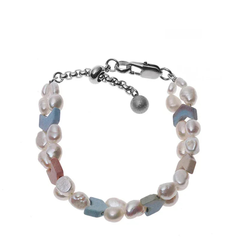 Pastel Baroque Pearl Double-Strand Bracelet — alternate isolated full bracelet view