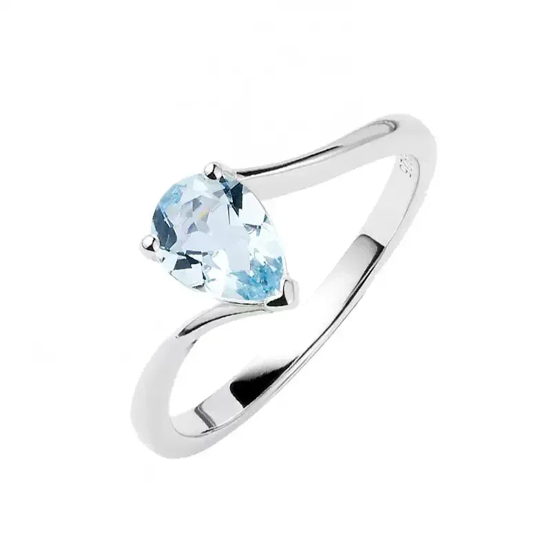 Pear-Cut Aquamarine Open Ring side profile showing the band and setting