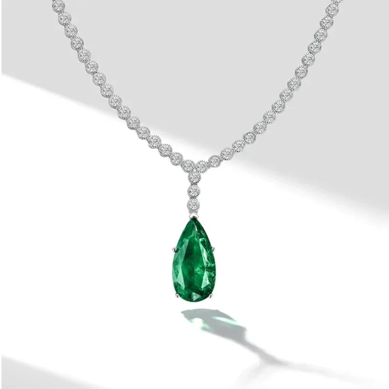 Pear-Cut Emerald Tennis Necklace alternate product detail view 8