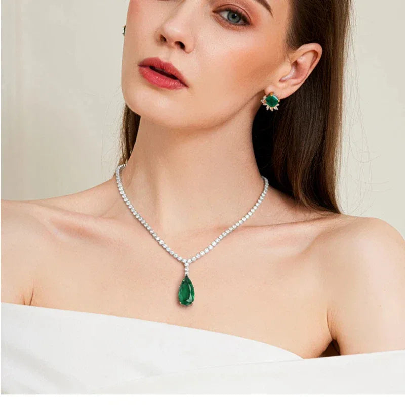 Pear-Cut Emerald Tennis Necklace presentation box product view