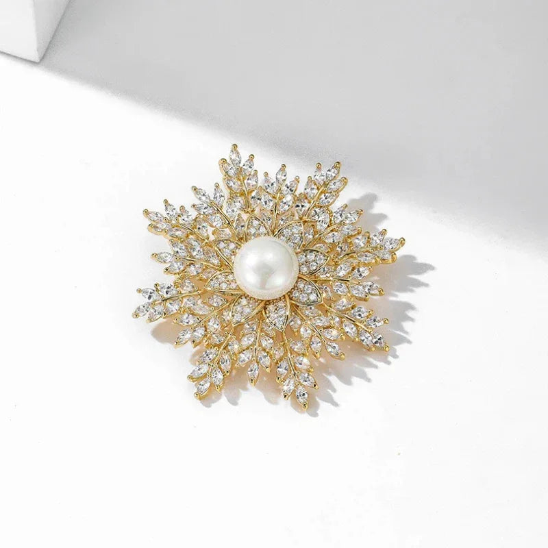 Pearl Snowflake Brooch — alternate front product close-up showing design and scale