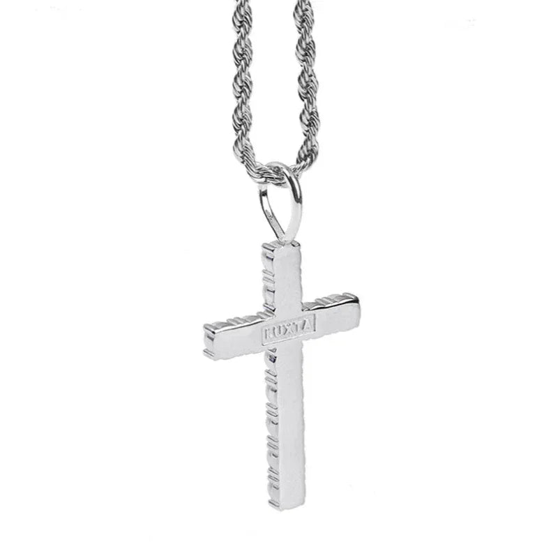 Pearl Cross Pendant Necklace — isolated back view of the cross pendant