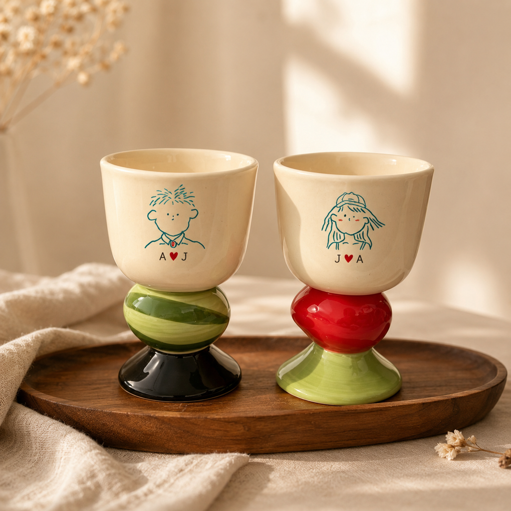 Personalized Ceramic Couple Goblet Set, product overview