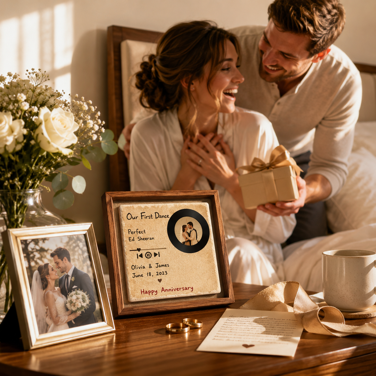 Personalized Ceramic First Dance Song Plaque, styled product view