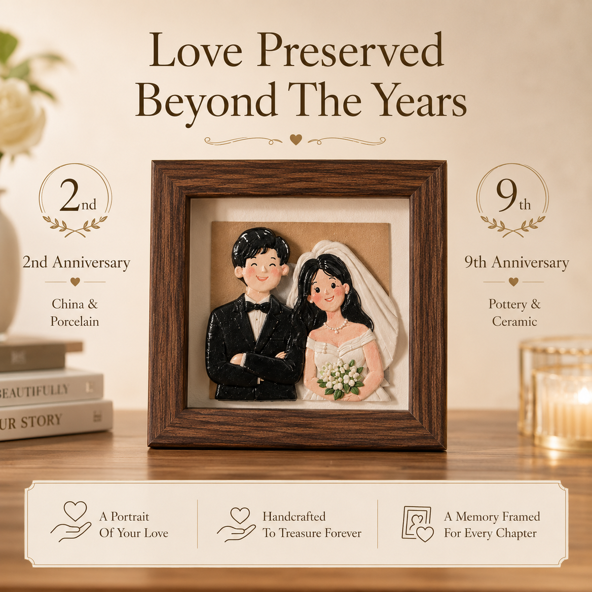 Personalized Clay Portrait Frame, size and feature guide