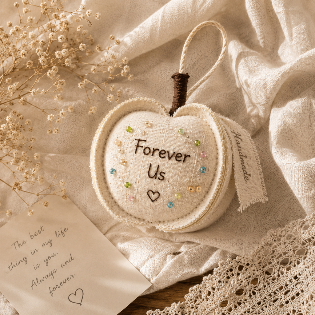 Personalized Cotton Linen Apple Ornament, size and feature guide