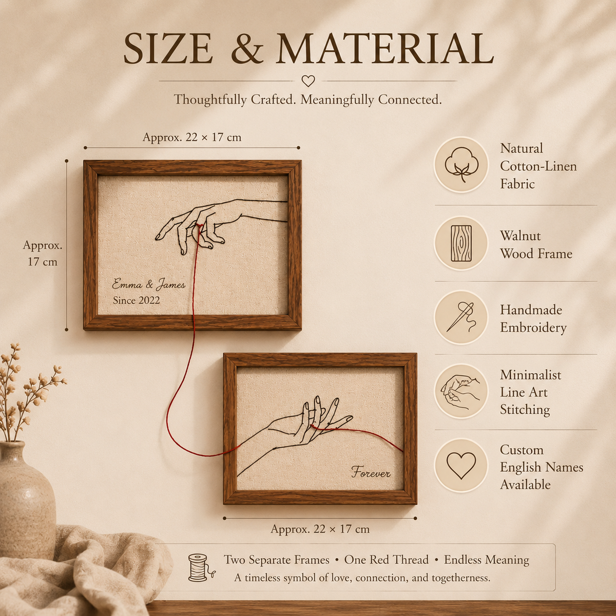 Personalized Embroidered Frame Set, close-up detail
