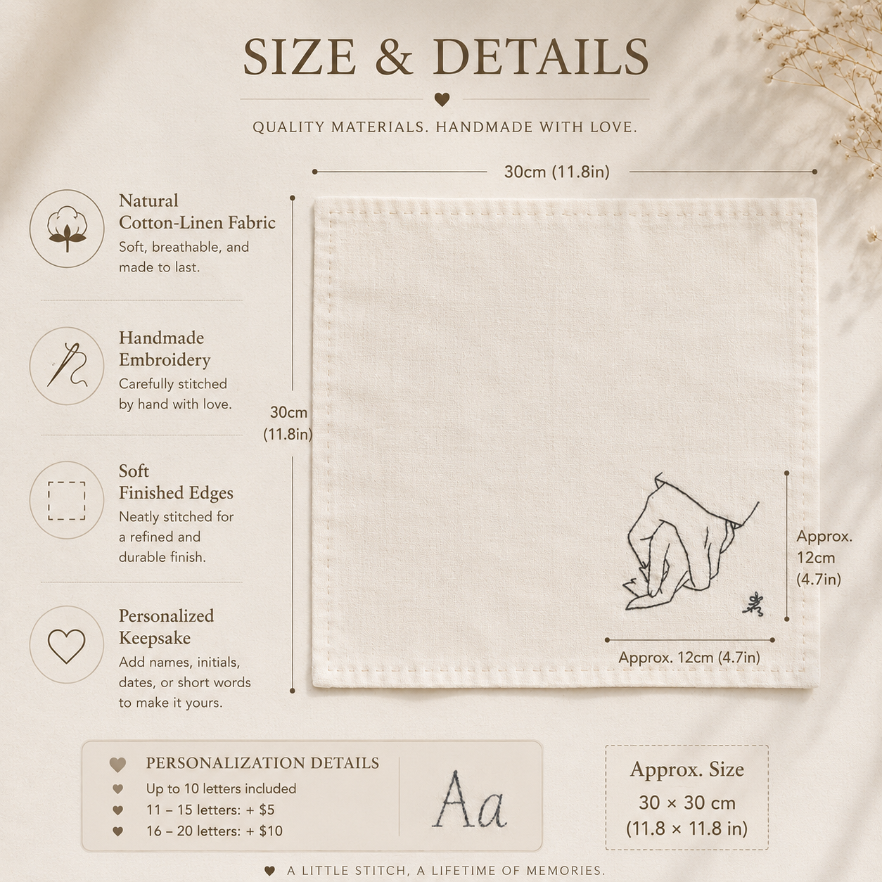 Personalized Embroidered Handkerchief, styled product view