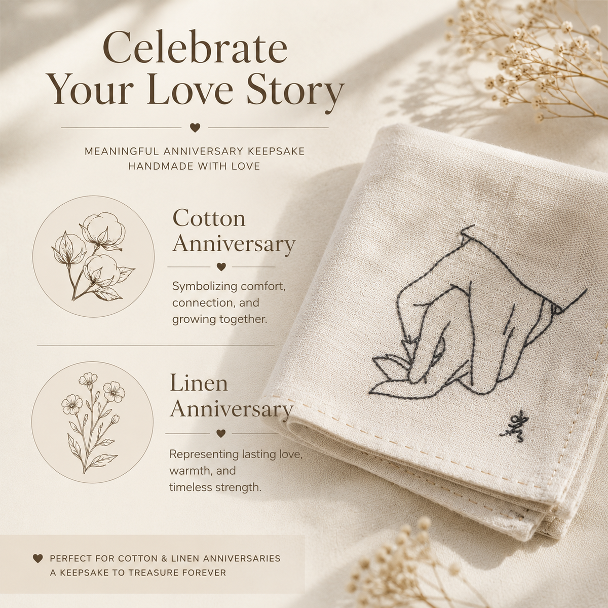 Personalized Embroidered Handkerchief, close-up detail