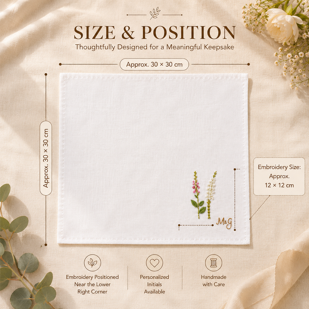 Personalized Floral Embroidered Handkerchief, styled product view