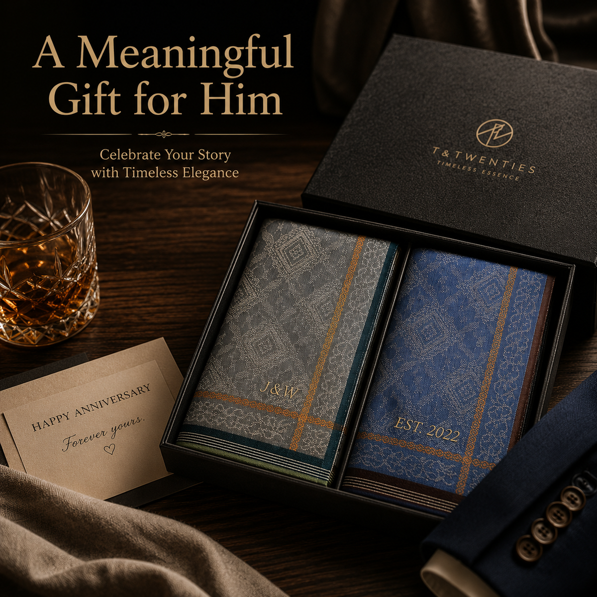 Personalized Gentleman Handkerchief Gift Box, product overview