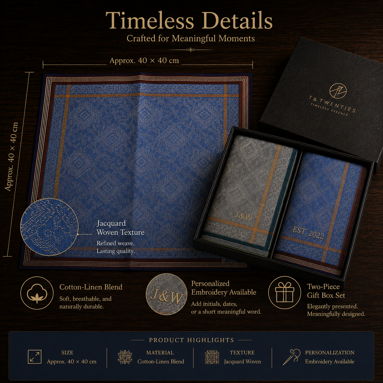 Personalized Gentleman Handkerchief Gift Box, styled product view