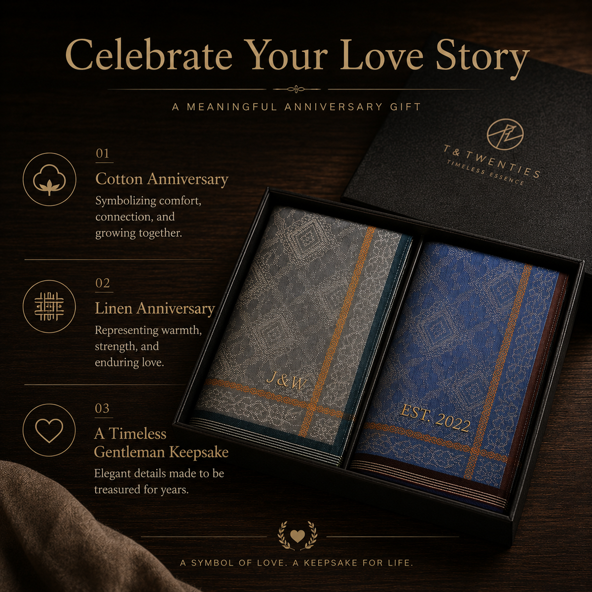 Personalized Gentleman Handkerchief Gift Box, size and feature guide