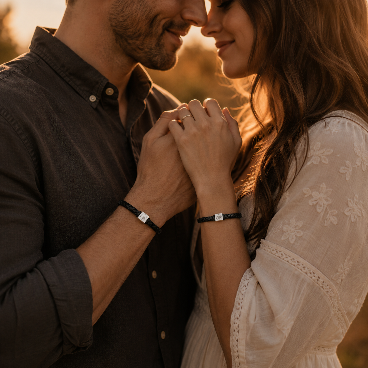 Personalized Leather Anniversary Couple Bracelet Set, craftsmanship details