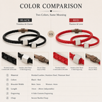 Personalized Leather Anniversary Couple Bracelet Set, product overview