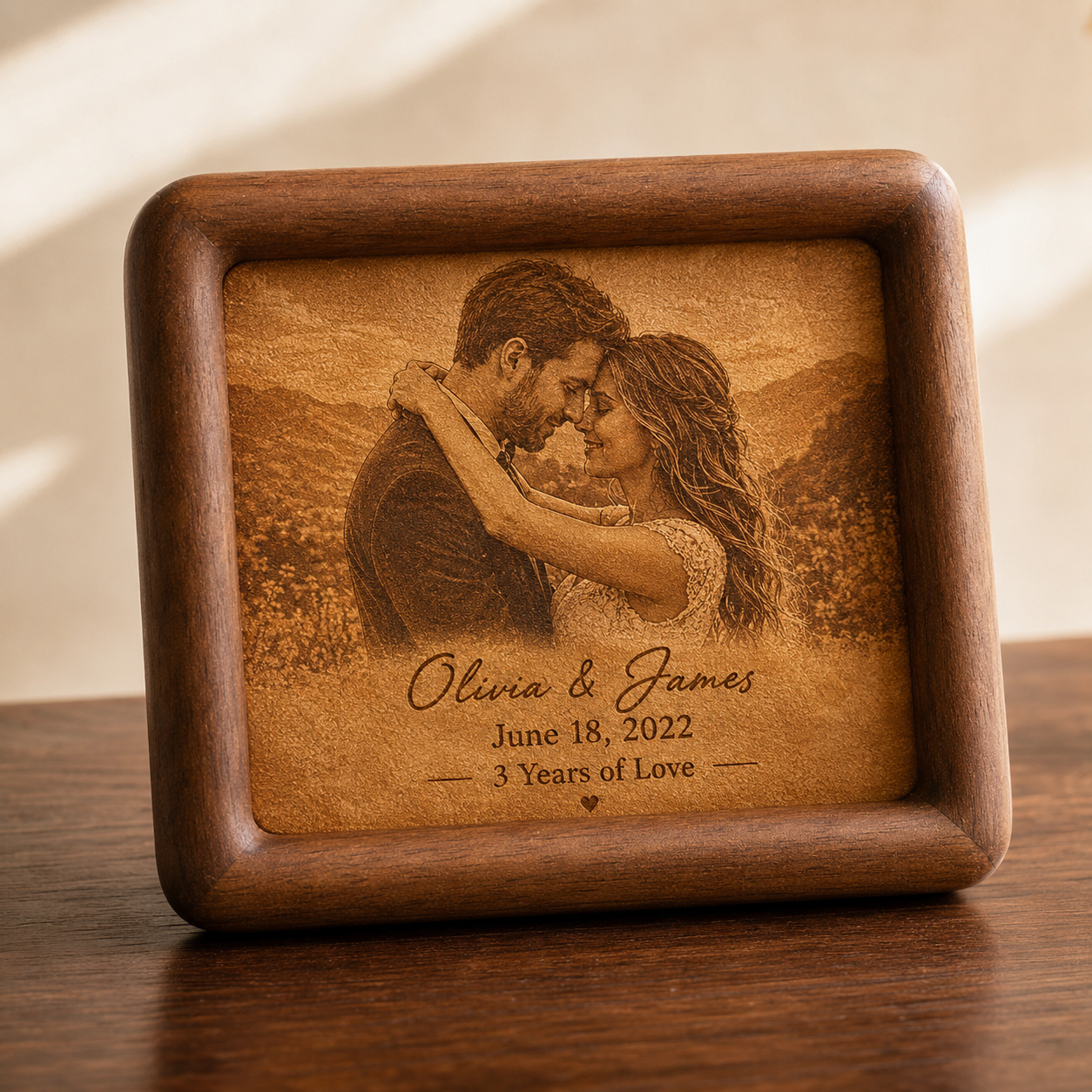 Personalized Leather Anniversary Keepsake Frame, product overview
