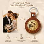 Personalized Leather Anniversary Keychain Set, styled product view