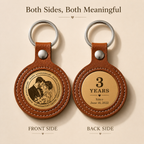 Personalized Leather Anniversary Keychain Set, lifestyle view