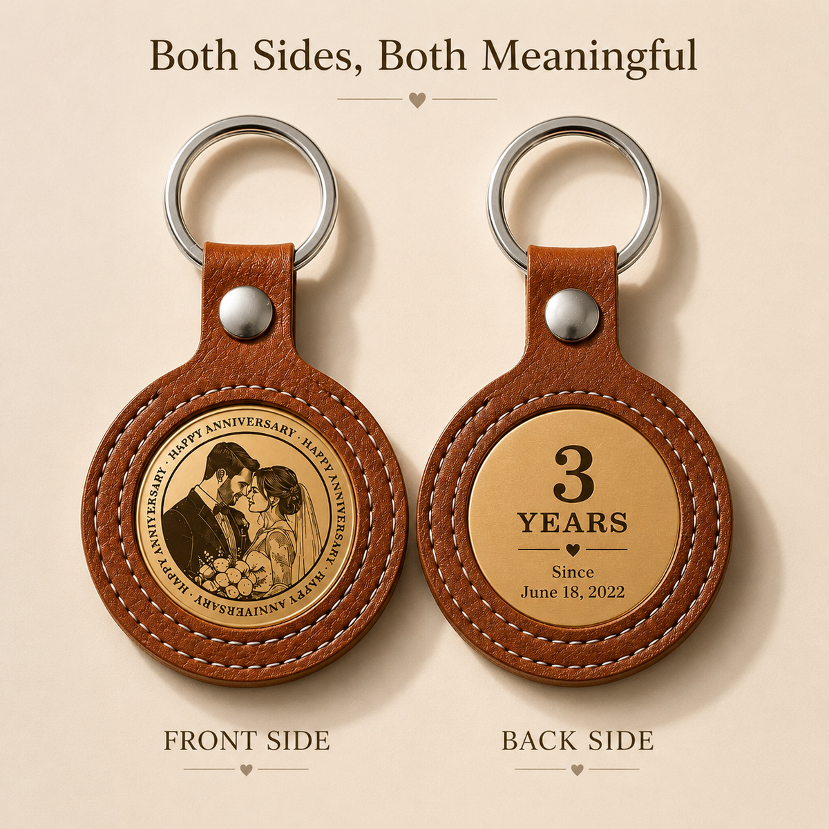 Personalized Leather Anniversary Keychain Set, lifestyle view