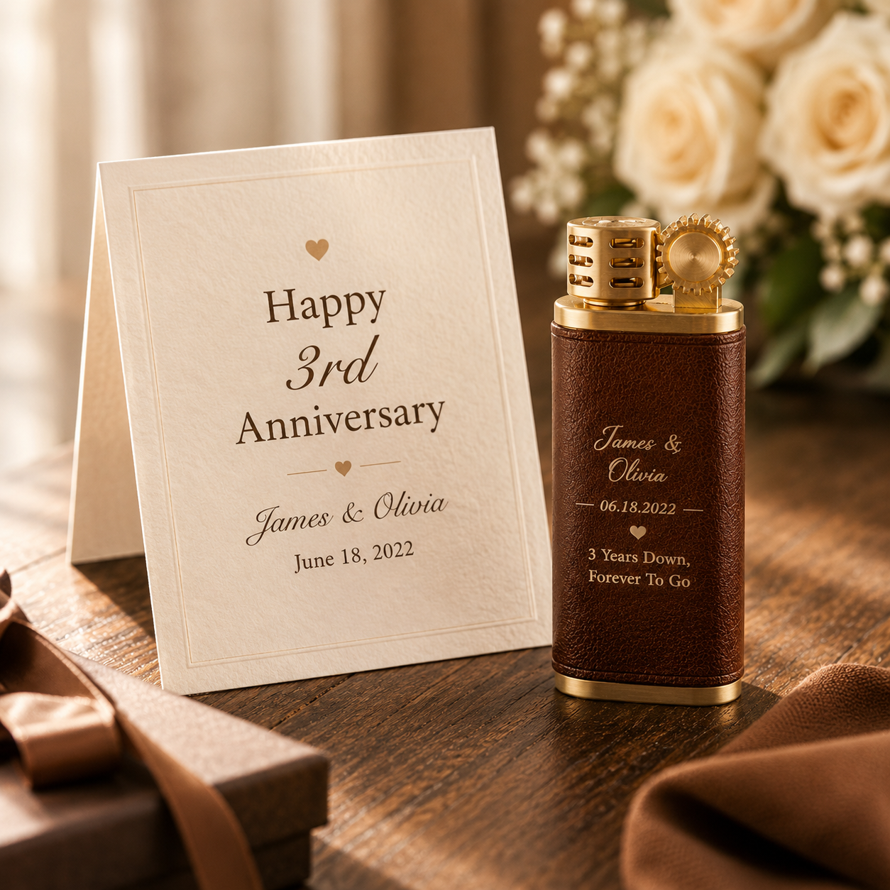 Personalized Leather Anniversary Lighter, product overview
