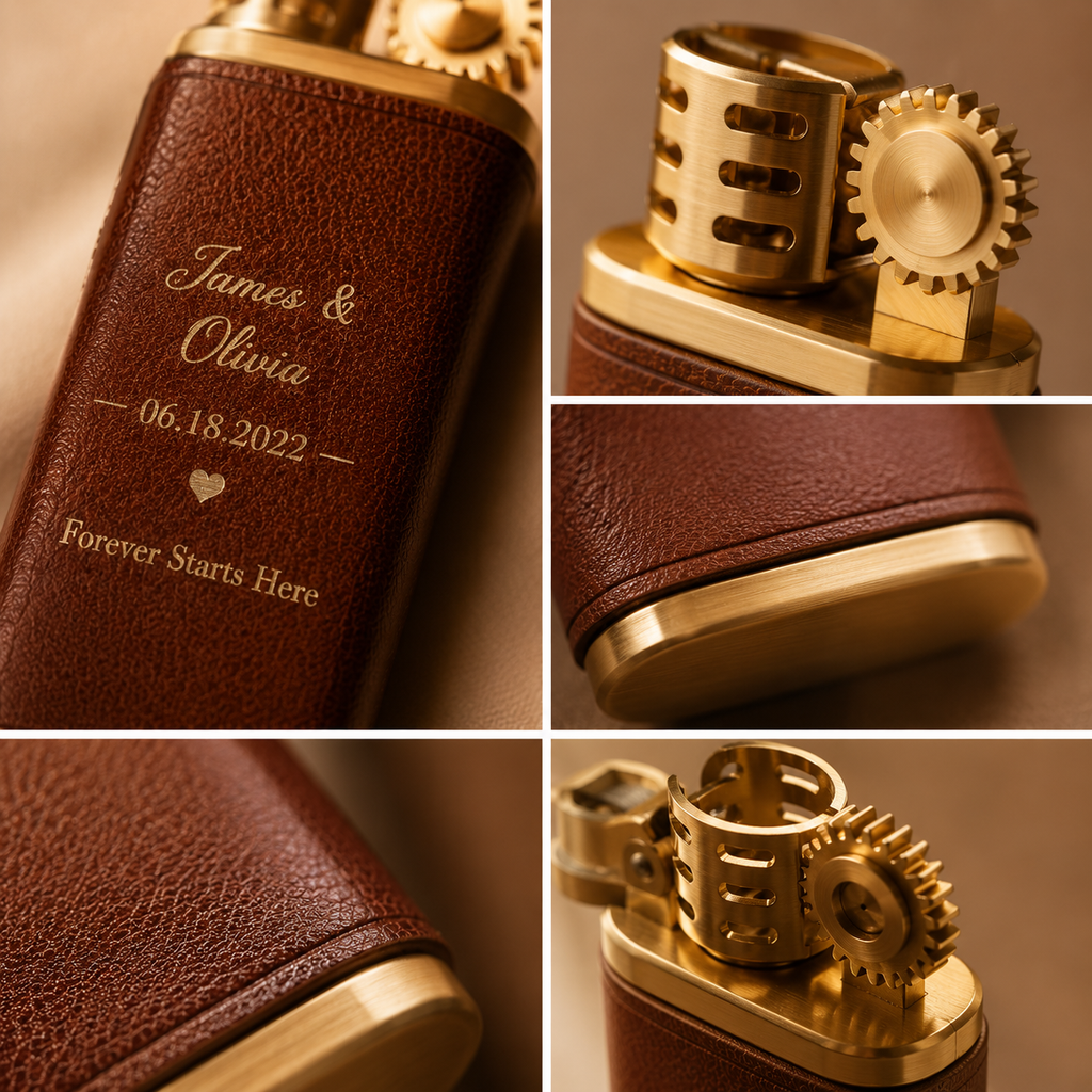 Personalized Leather Anniversary Lighter, size and feature guide