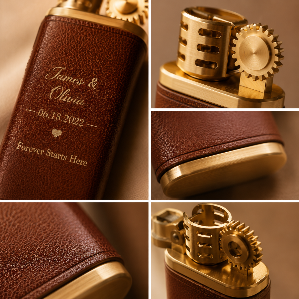 Personalized Leather Anniversary Lighter, size and feature guide
