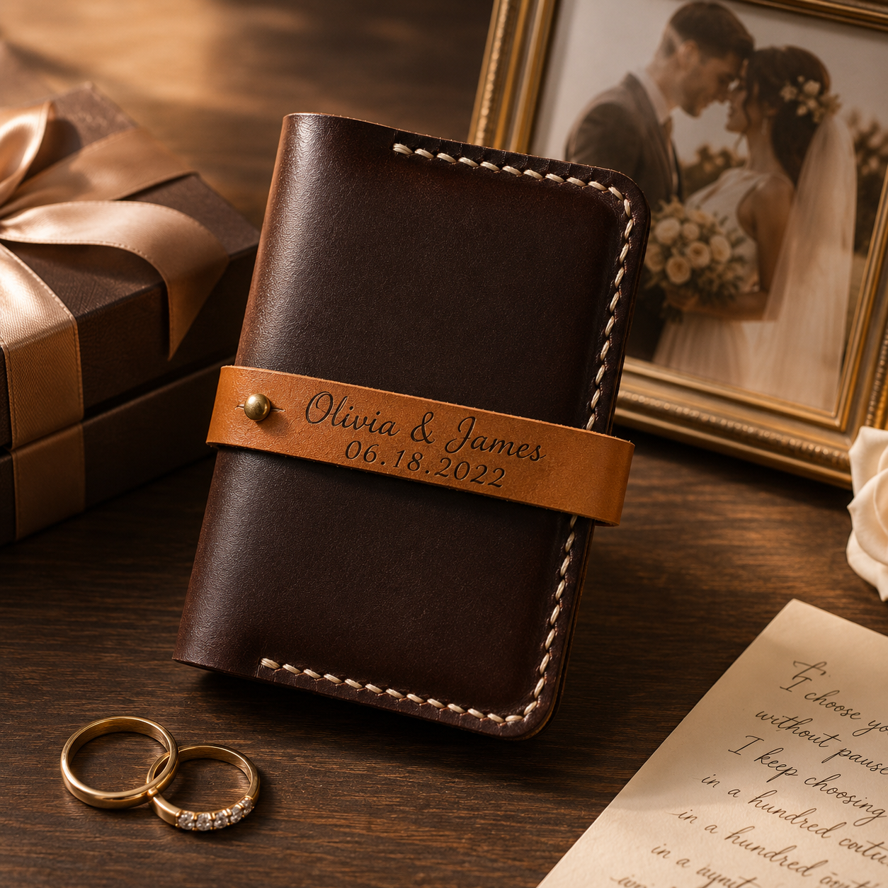 Personalized Leather Anniversary Wallet, product overview