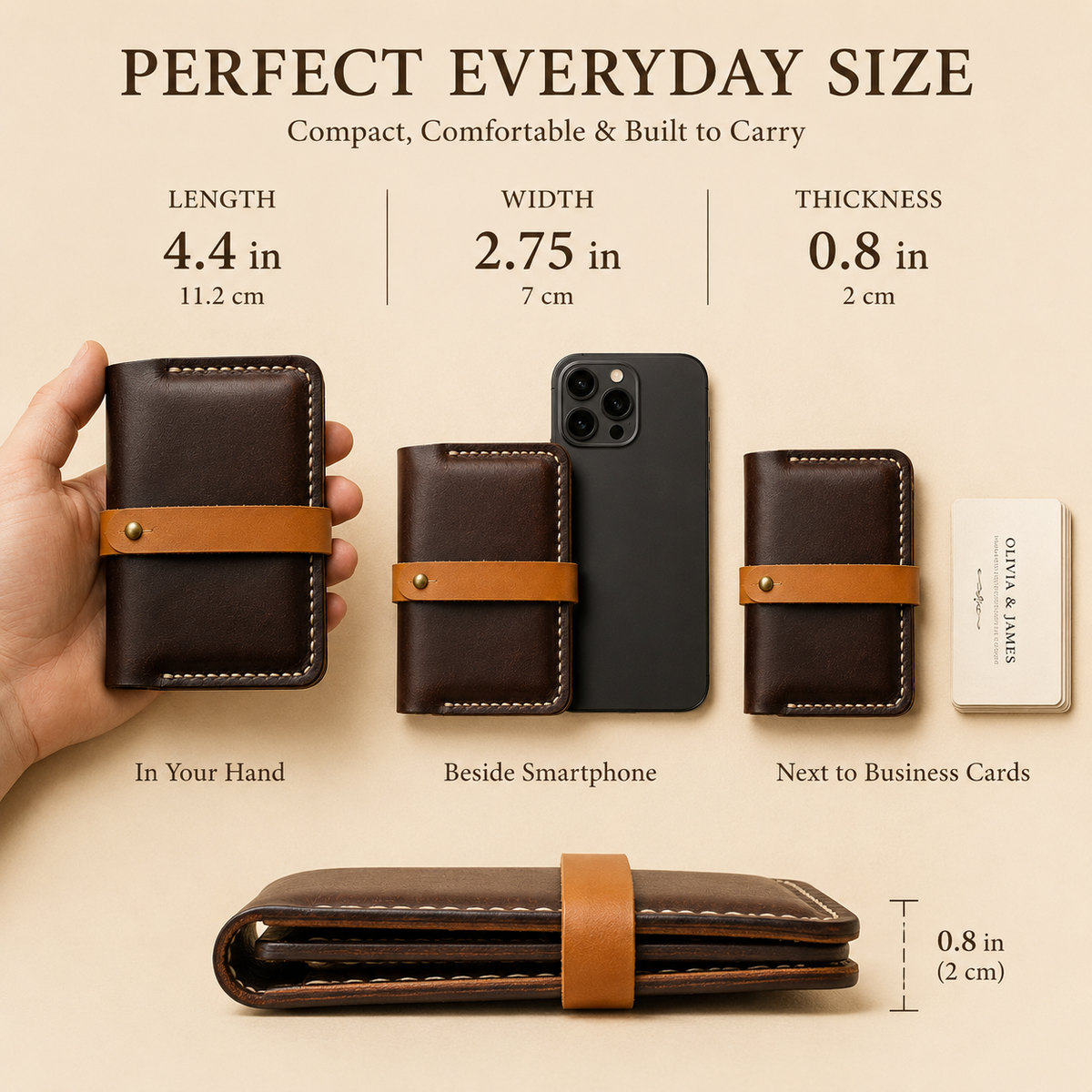 Personalized Leather Anniversary Wallet, styled product view