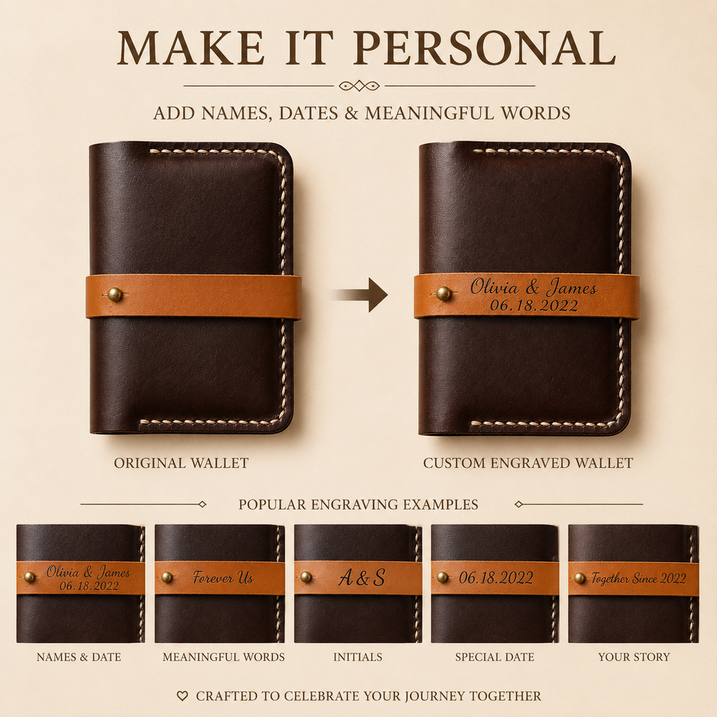 Personalized Leather Anniversary Wallet, size and feature guide