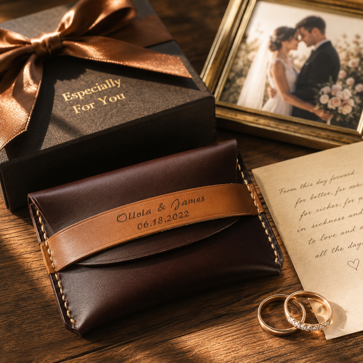 Personalized Leather Card Holder, product overview
