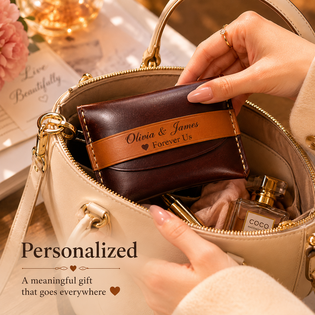 Personalized Leather Card Holder, styled product view