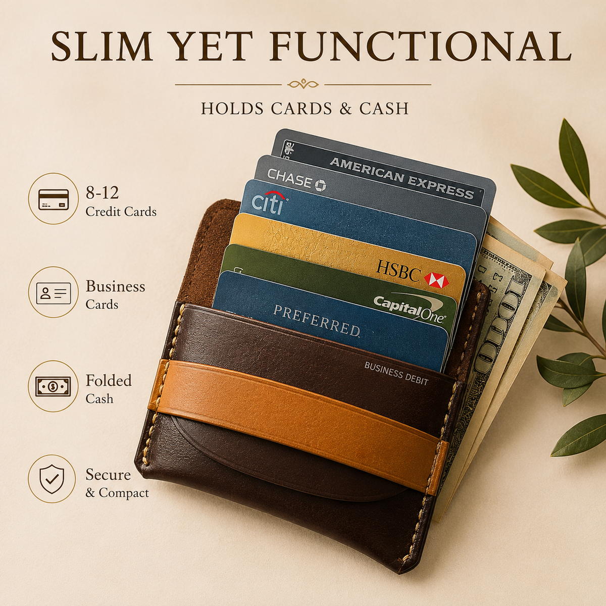 Personalized Leather Card Holder, lifestyle view