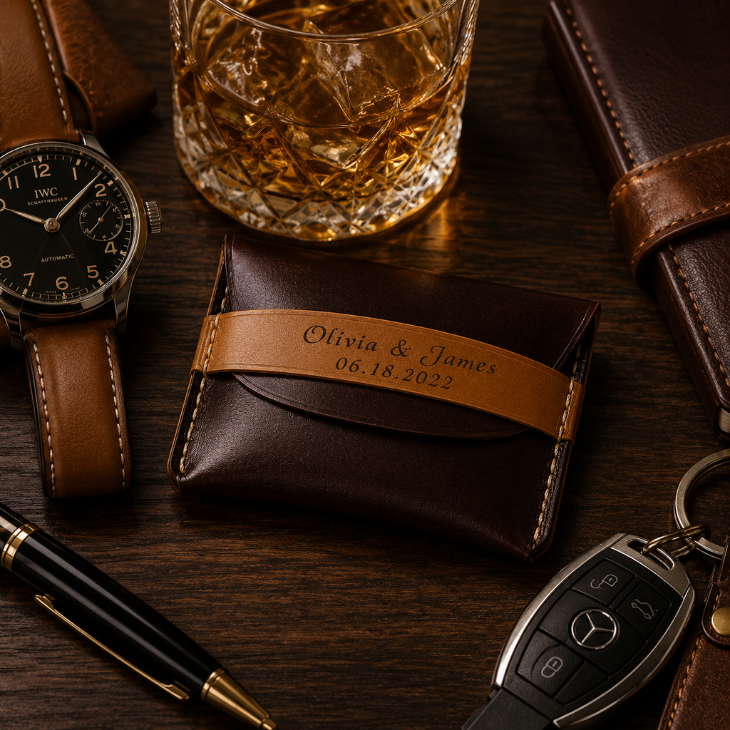 Personalized Leather Card Holder, craftsmanship details