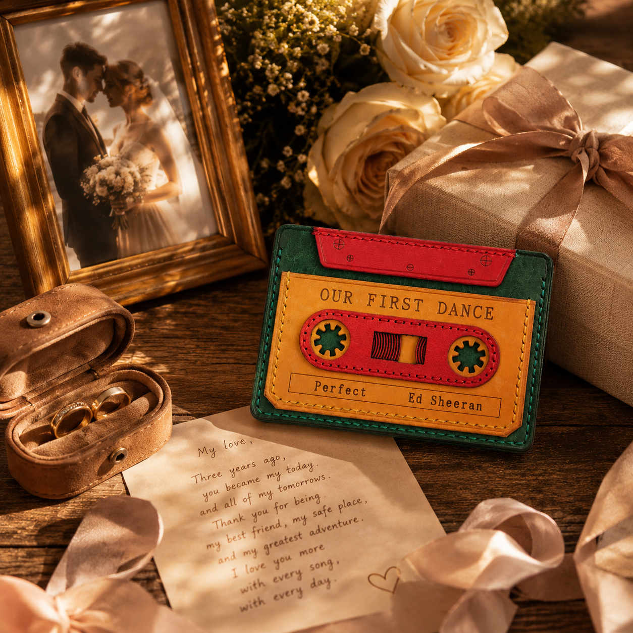Personalized Leather Cassette Tape Wallet, product overview