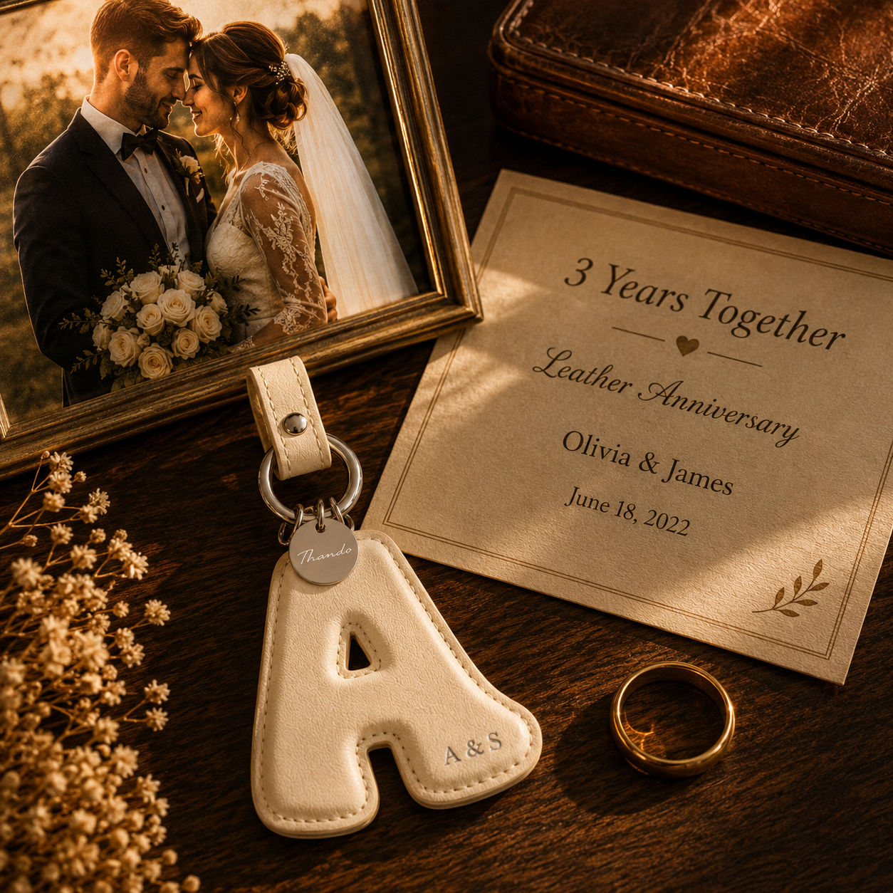 Personalized Leather Initial Charm Set, styled product view