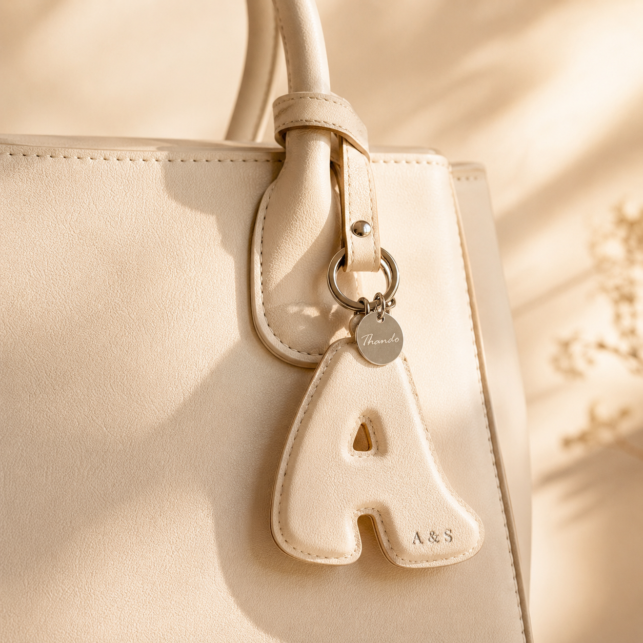 Personalized Leather Initial Charm Set, lifestyle view