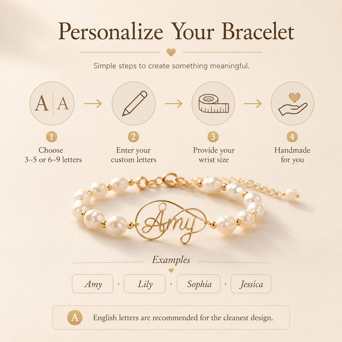 Personalized Pearl Name Bracelet – Custom Name Bracelet with Natural Baroque Pearls, customization or crafting process...