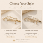 Personalized Pearl Name Brooch – Custom Gold-Tone Name Pin with Pearl Accent, available color or style options