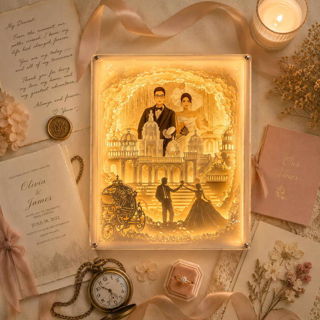 Personalized Photo Paper Cut Light Box Anniversary Gift, product overview