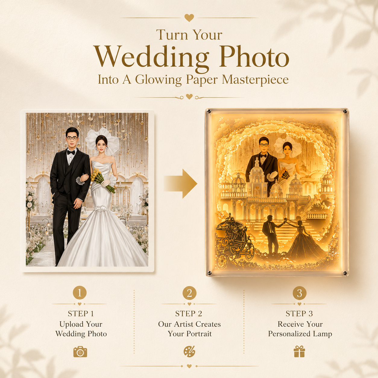 Personalized Photo Paper Cut Light Box Anniversary Gift, lifestyle view
