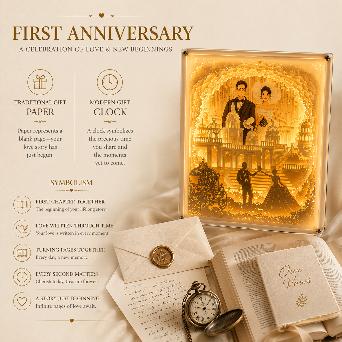 Personalized Photo Paper Cut Light Box Anniversary Gift, product overview