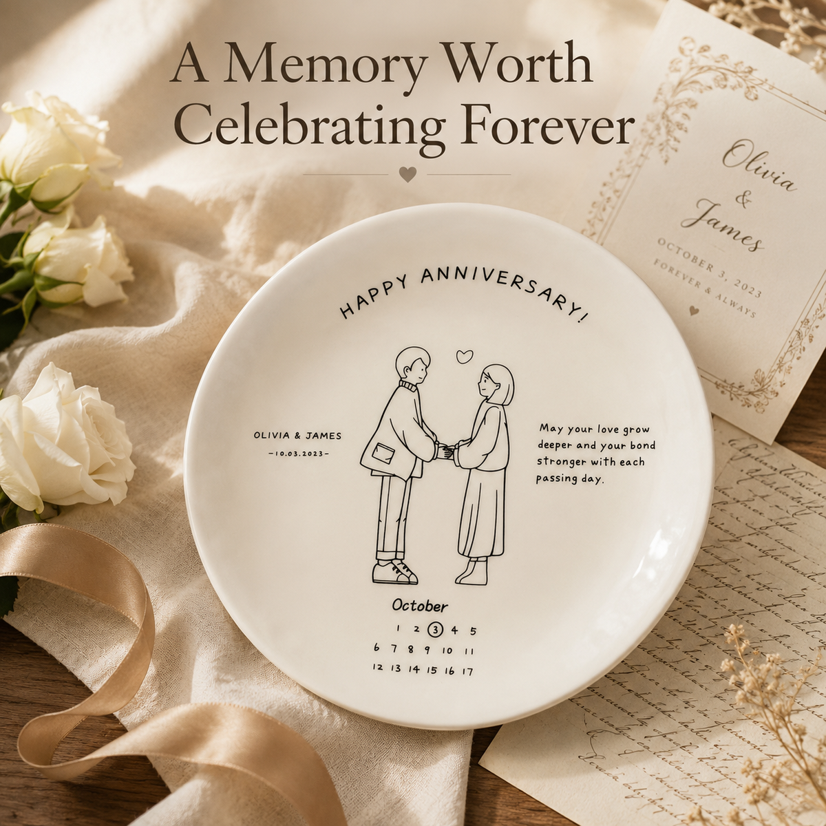 Personalized Porcelain Anniversary Plate, product overview