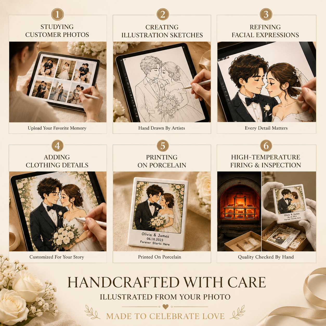 Personalized Porcelain Photo Illustration Fridge Magnet, craftsmanship details