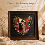 Personalized Pressed Flower Anniversary Frame – Custom Couple Photo Keepsake, displayed in a warm home interior