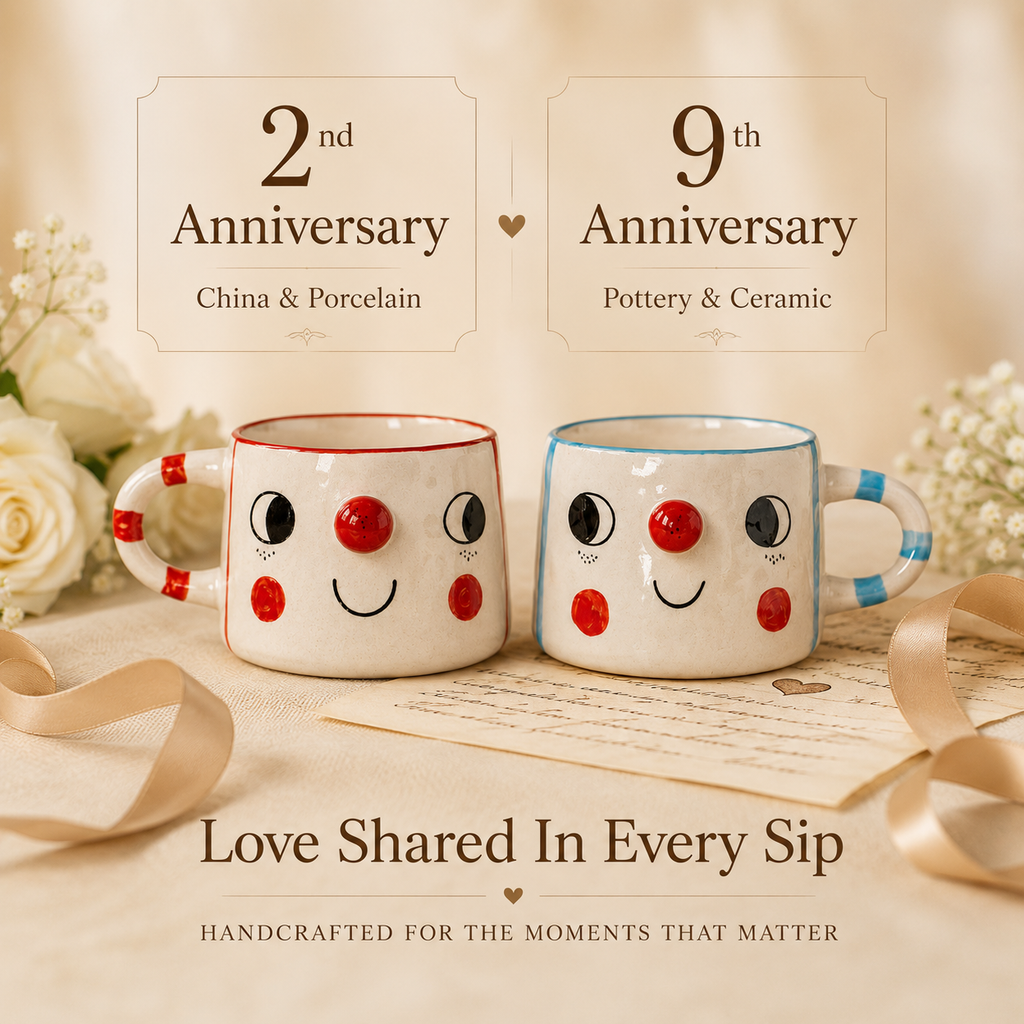 Personalized Smiling Face Porcelain Couple Mug Set, size and feature guide