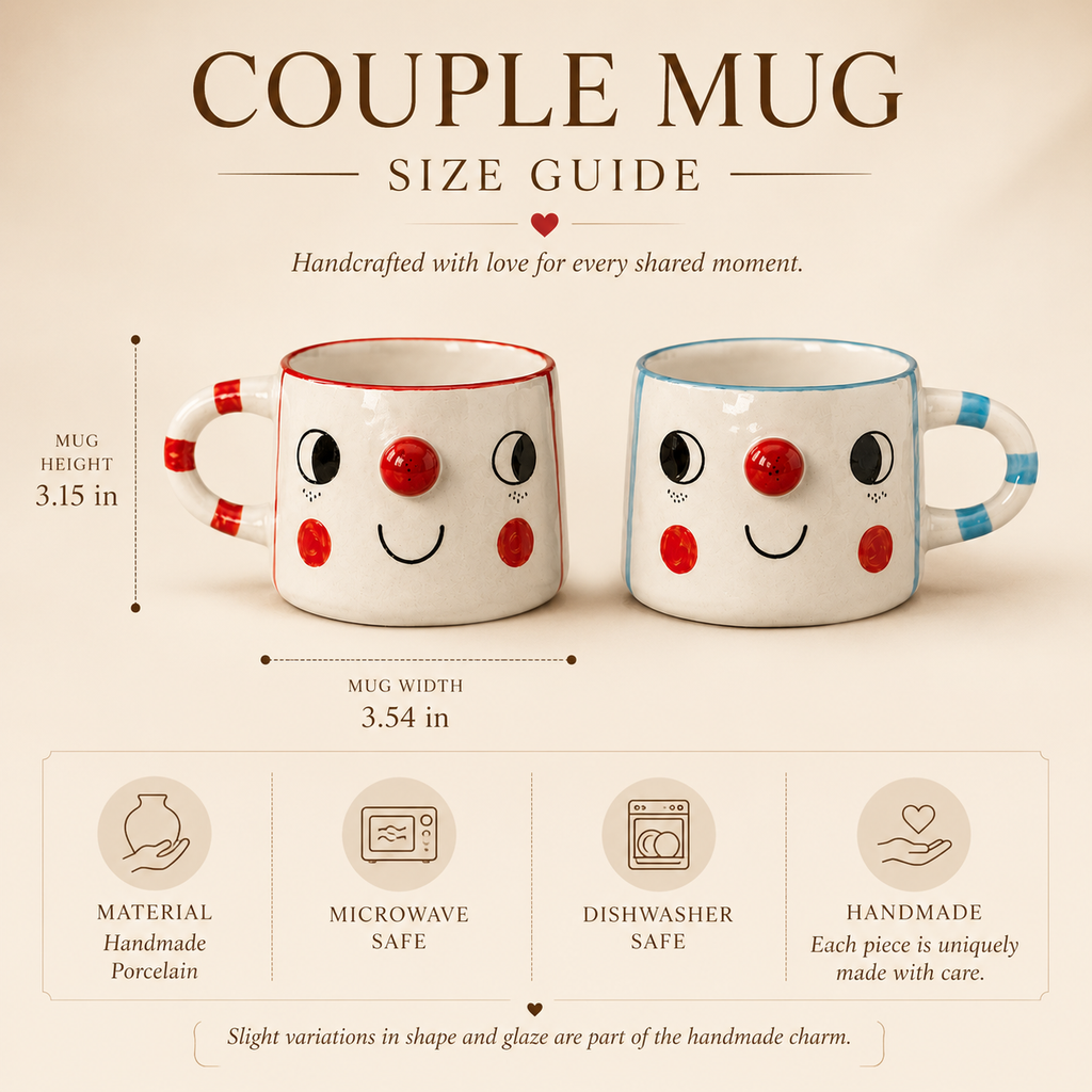 Personalized Smiling Face Porcelain Couple Mug Set, lifestyle view